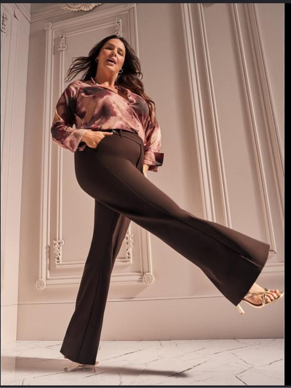 Torrid Studio Coffee Bean Luxe Ponte Flare Trousers Career Pants 18 NWT - Picture 1 of 9